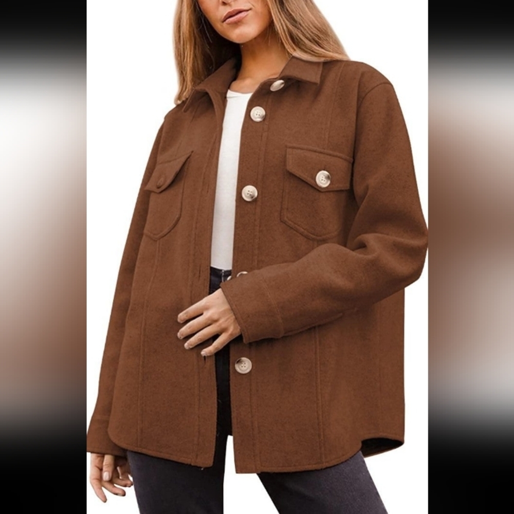 Cozy Oversized Brown Shirt Jacket – Size XXL – NWT - Picture 3 of 8